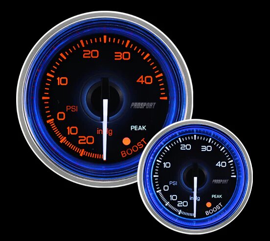 2-1/16" Crystal Series Blue/White Electric Boost gauge 52mm <br/>PS1308